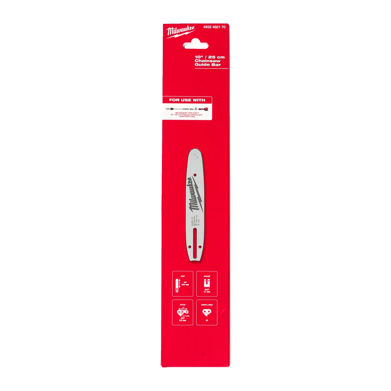Guide-chaîne 25 cm pour M18 FOPH-CSA Chainsaw Guide Bars
