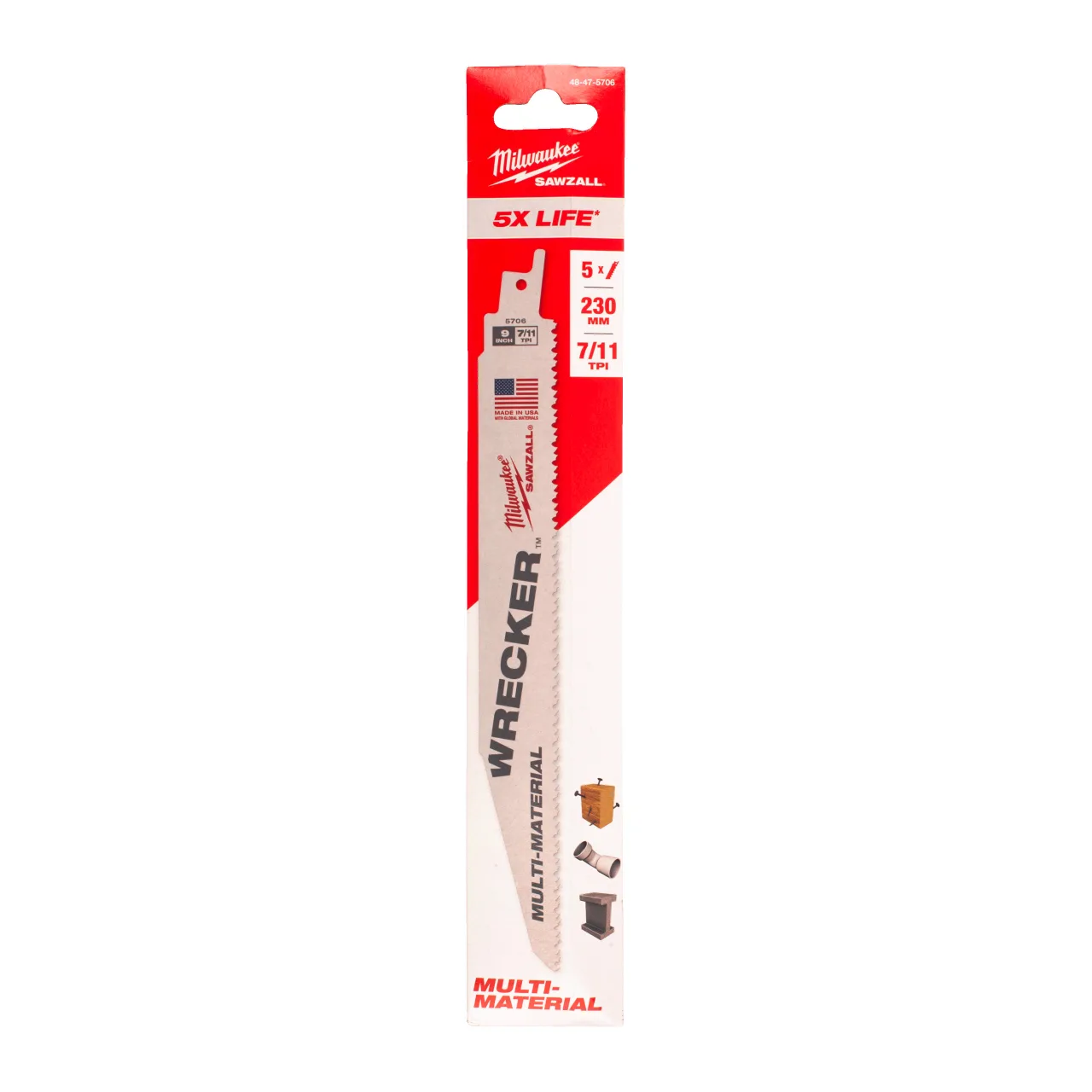 LAME SCIE SABRE WRECKER 230MM (X5) Multi Material: Wrecker
