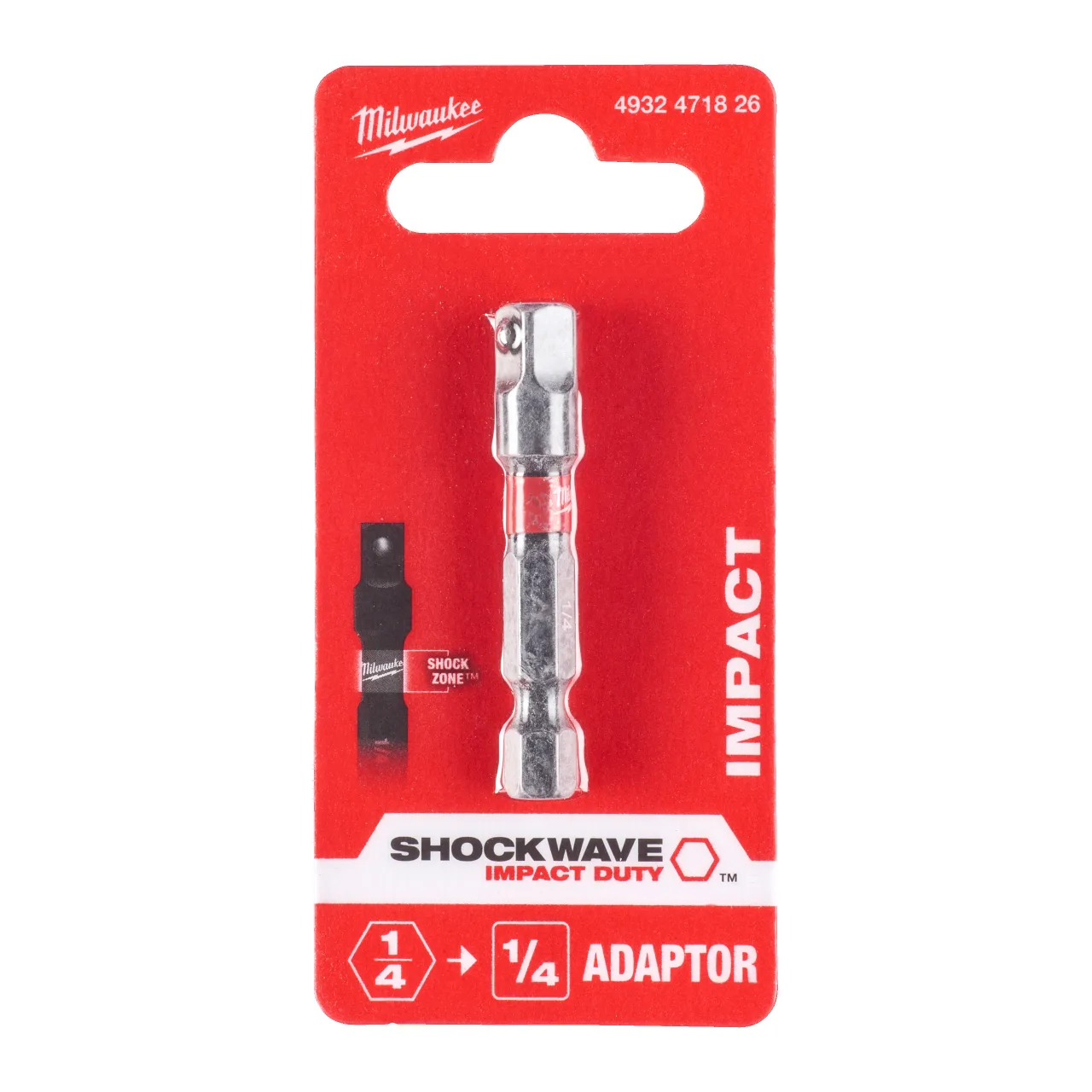 Adaptateur 6 pans Hex ¼″ -> carré ¼″ DIN 3126 - E 6.3 Impact adaptors - Hex reception