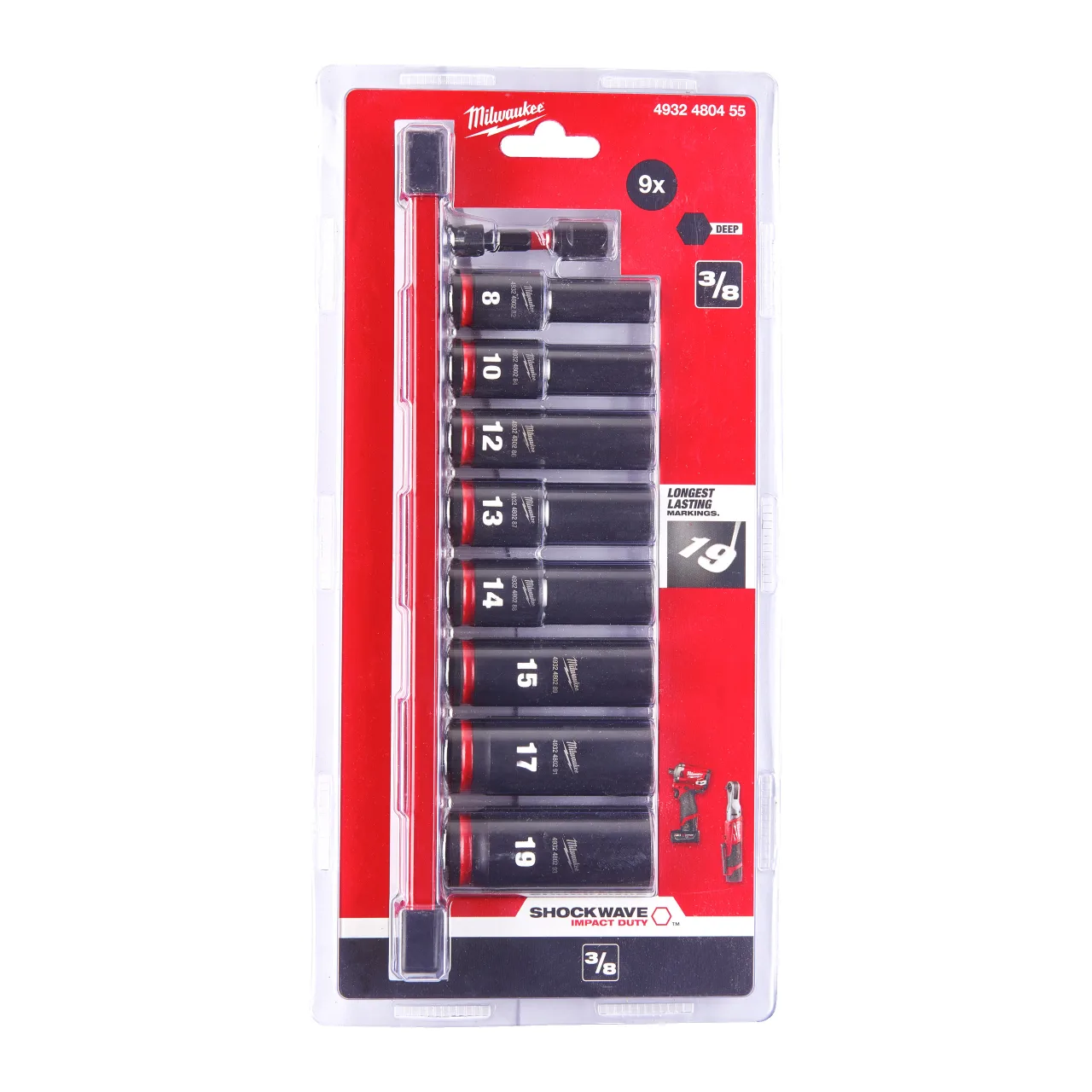 ⅜″ SHOCKWAVE™ jeu de douilles à rail profond (9pc) SHOCKWAVE™ IMPACT DUTY IMPACT SOCKETS