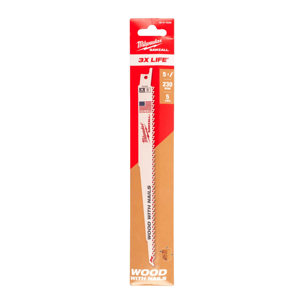 LAME SCIE SABRE 230 MM (X5) Wood with nails - THIN KERF demolition