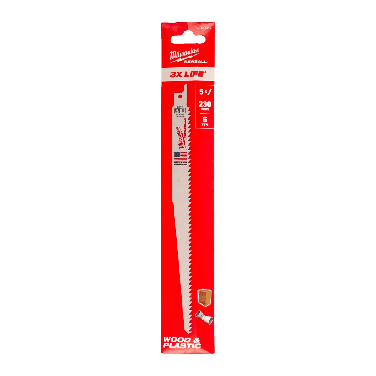 LAME SCIE SABRE BOIS&PLASTIQUE 230MM (X5) Wood & Plastics