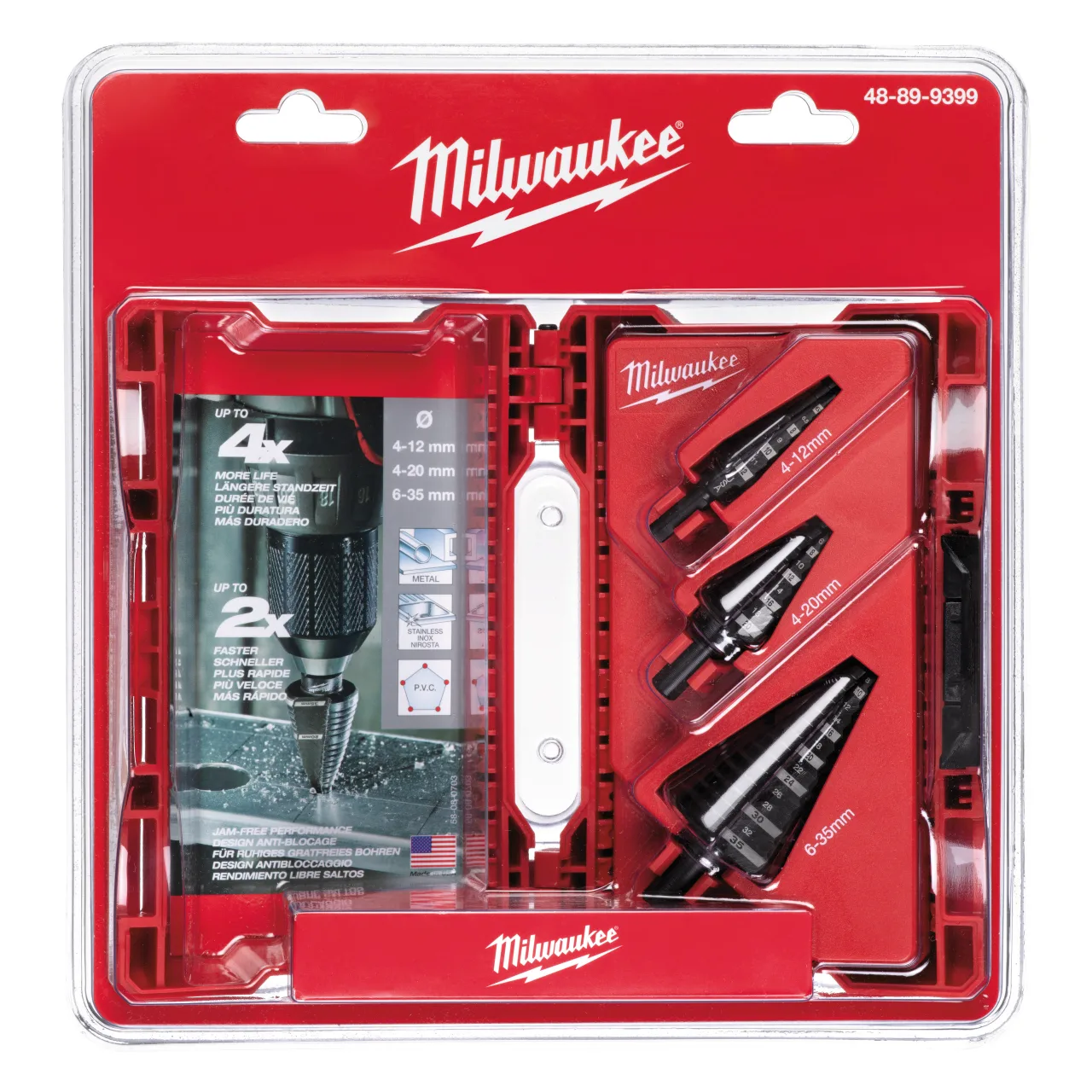 Coffret forets étagés (3 pièces). Inclus les forets 3, 5, 6. Step Drills
