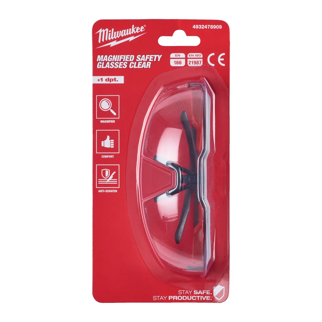 Lunettes de sécurité claires (+1) Magnified Safety Glasses
