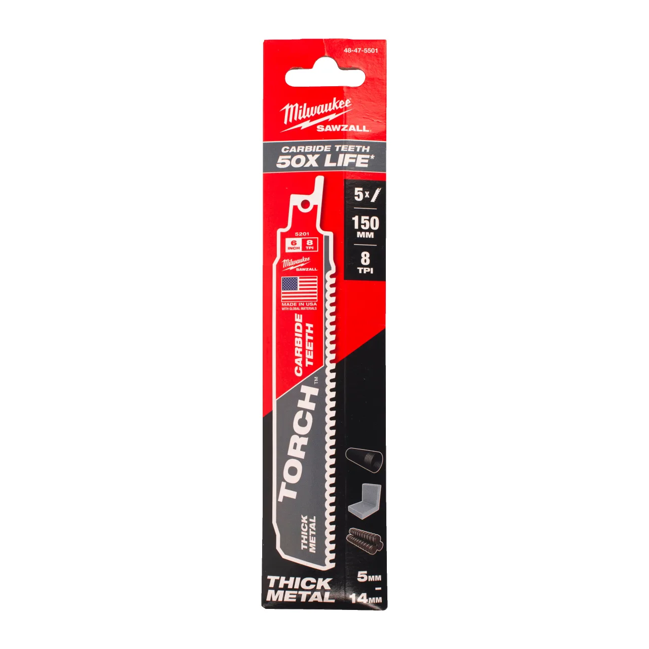 LAME SCIE SABRE TCT TORCH™ 150/8T (X5) Metal: Torch with carbide teeth
