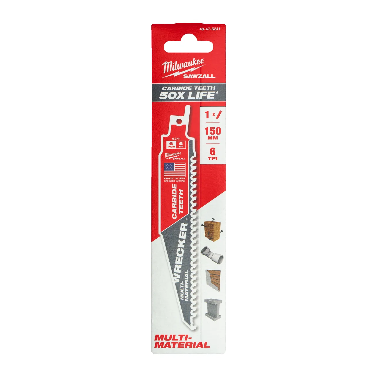 LAME SCIE SABRE TCT WRECKER 150/6T (X1) Multi-Material: Wrecker with carbide teeth