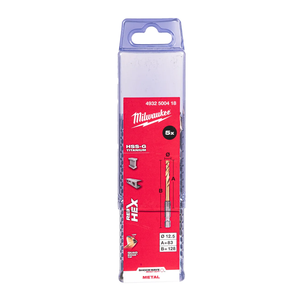 FORET MÉTAUX HSSG SHOCKWAVE™ 12.5MM (X5) RED HEX - Shockwave HSS-TiN Drill Bits