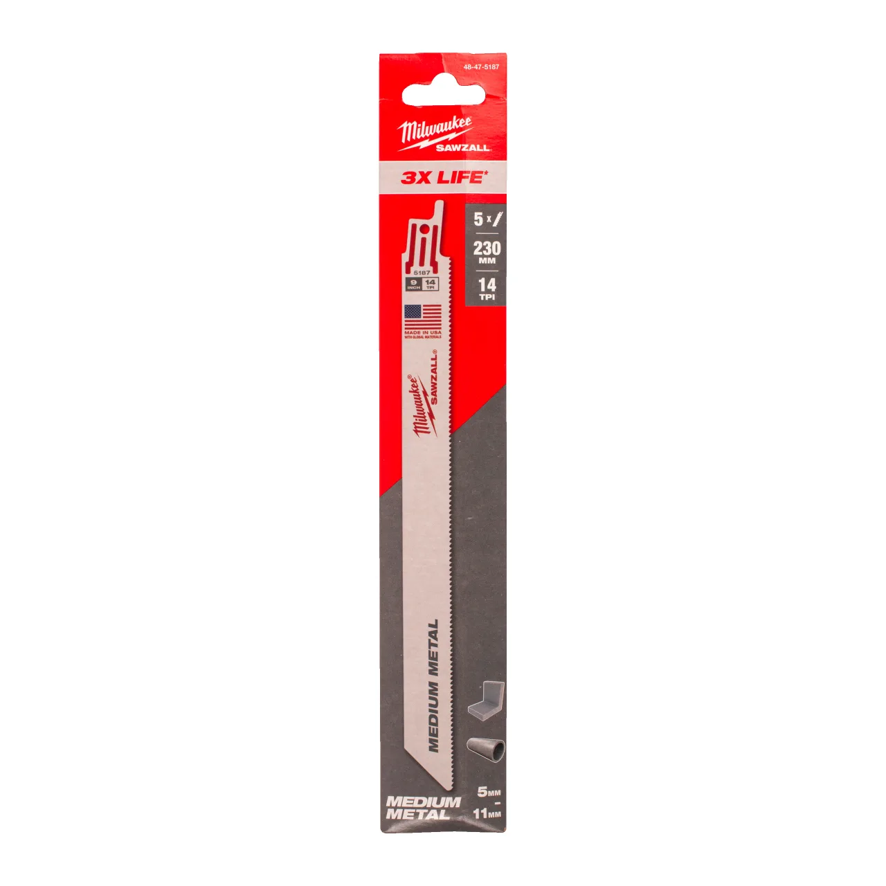 LAME SCIE SABRE 230MM (X5) Metal: THIN KERF Blades