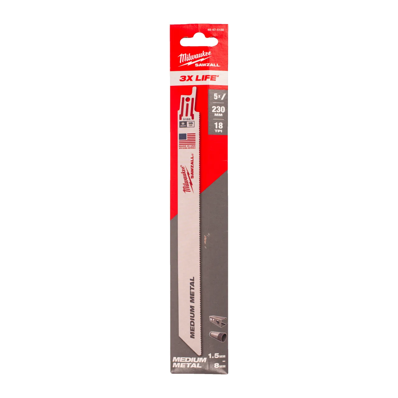 LAME SCIE SABRE 230MM (X5) Metal: THIN KERF Blades