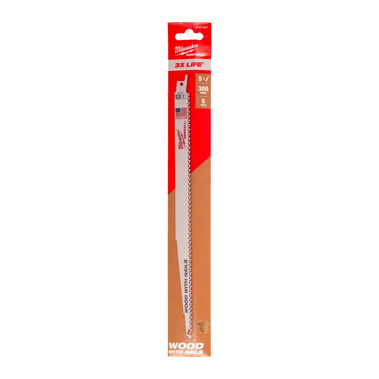 LAME SCIE SABRE 300 MM (X5) Wood with nails - THIN KERF demolition
