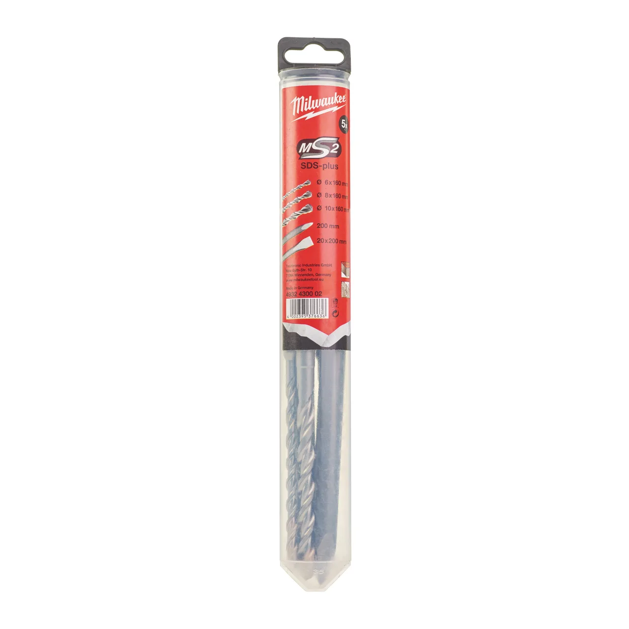 Jeu de forets et burin : 5 pièces SDS-Plus M2 Drill bits