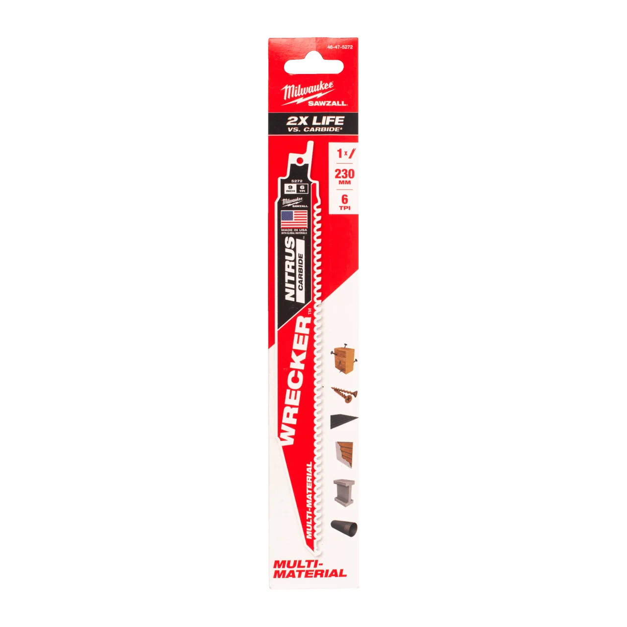 LAME SCIE SABRE WRECKER™ NITRUS 230X6 (X1) Multi Material: Wrecker with NITRUS carbide teeth