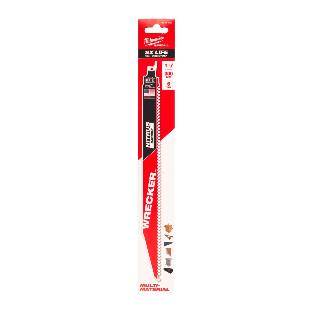 LAME SCIE SABRE WRECKER™ NITRUS 300X6 (X1) Multi Material: Wrecker with NITRUS carbide teeth
