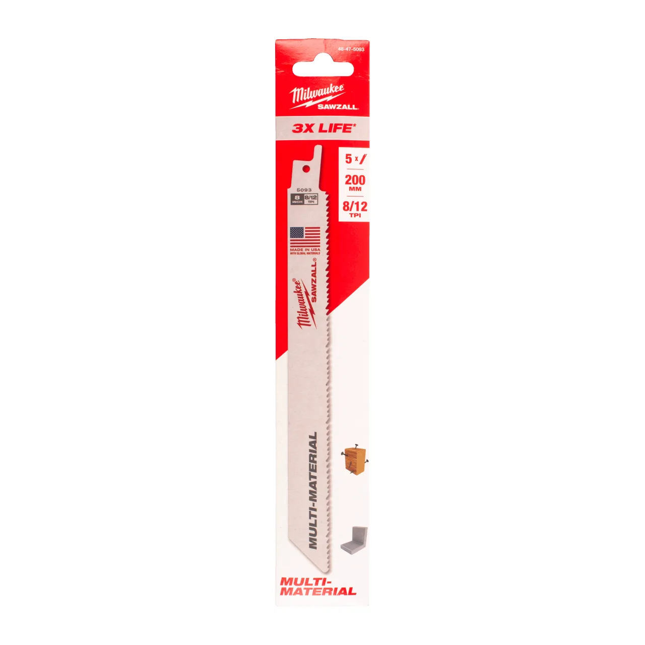 LAME SCIE SABRE 200MM (X5) Universal Blades (Wood / Metal / Plastic)