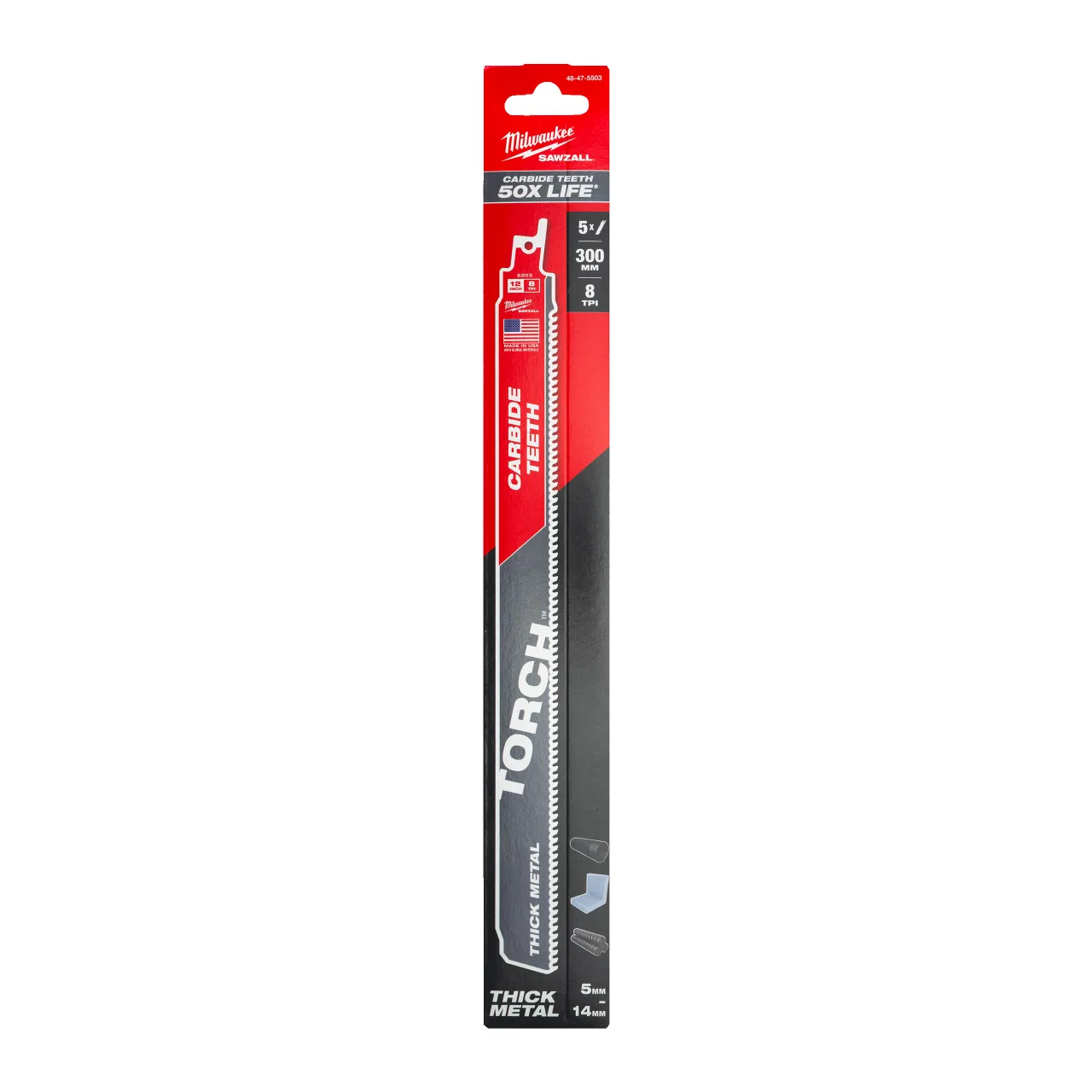 LAME SCIE SABRE TCT Torch™ 300/8T (X5) Metal: Torch with carbide teeth