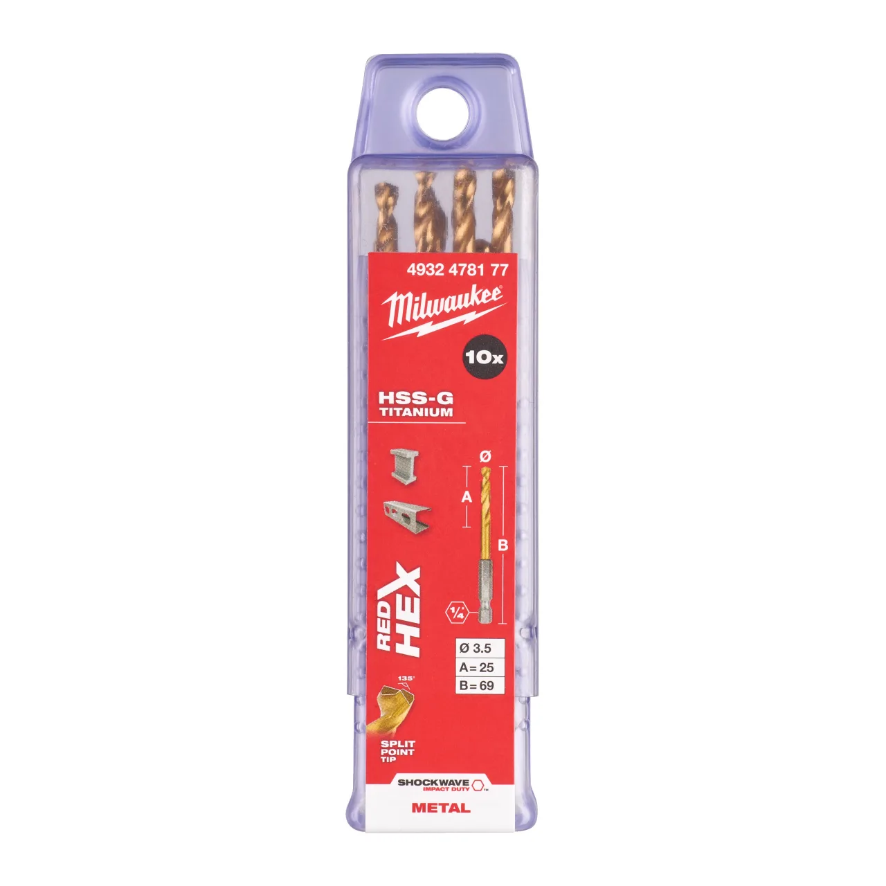 RED HEX - Shockwave HSS-TiN Drill Bits