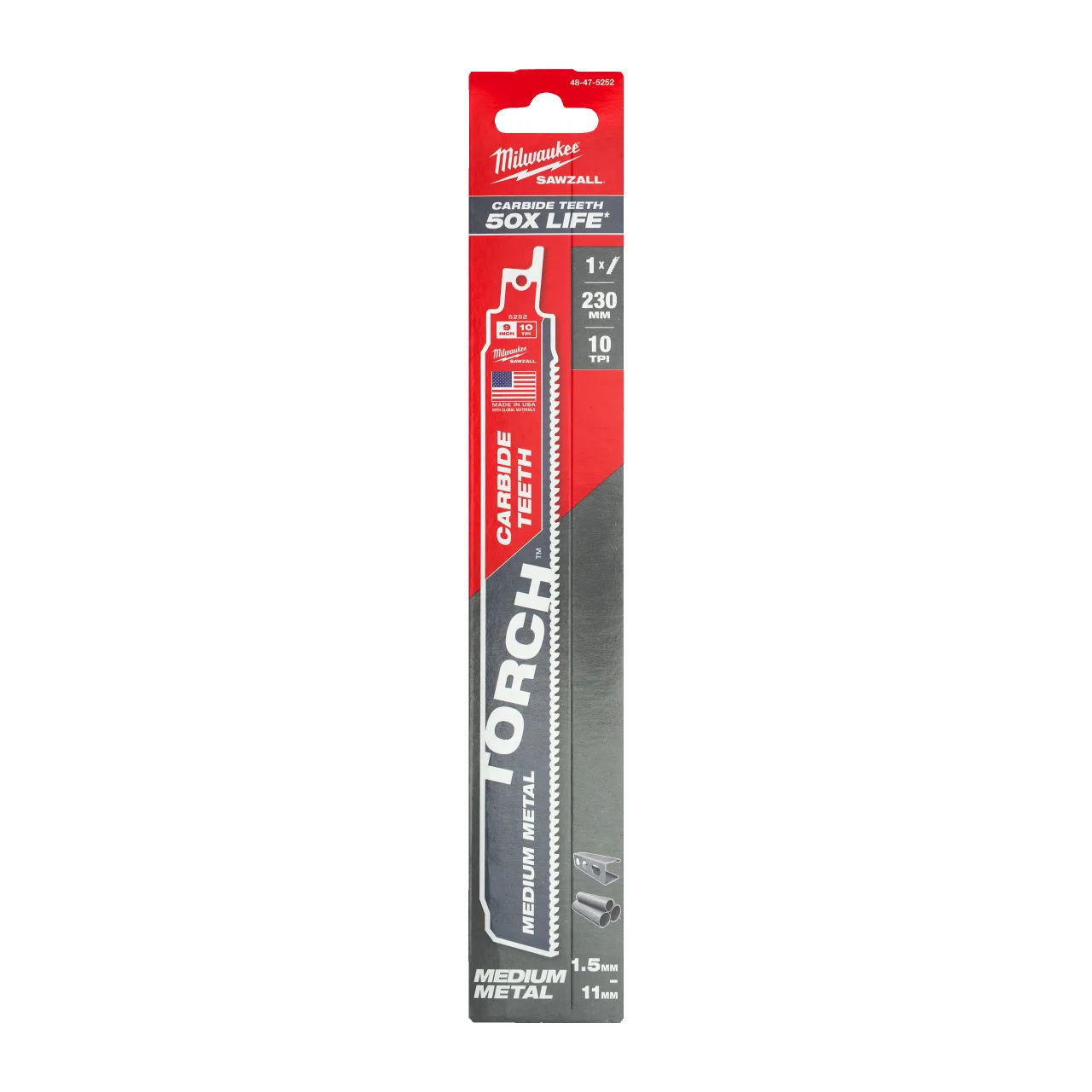 LAME SCIE SABRE TCT TORCH 230X10 - 1PC Metal: Torch with carbide teeth