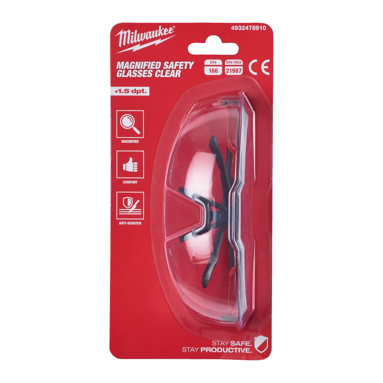 Lunettes de sécurité claires (+1.5) Magnified Safety Glasses