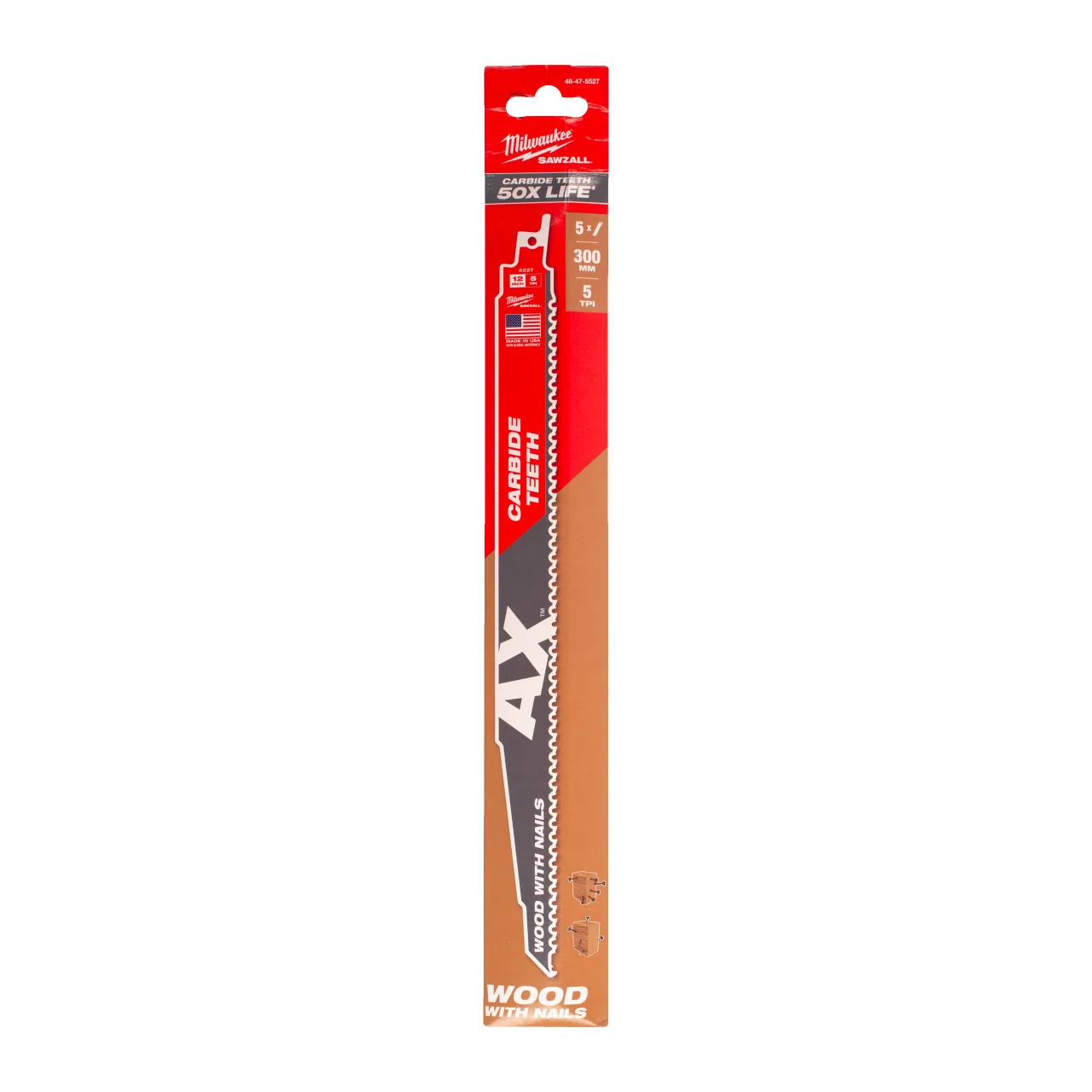 LAME SCIE SABRE TCT AX™ 300 (X5) Wood with nails: AX with carbide teeth