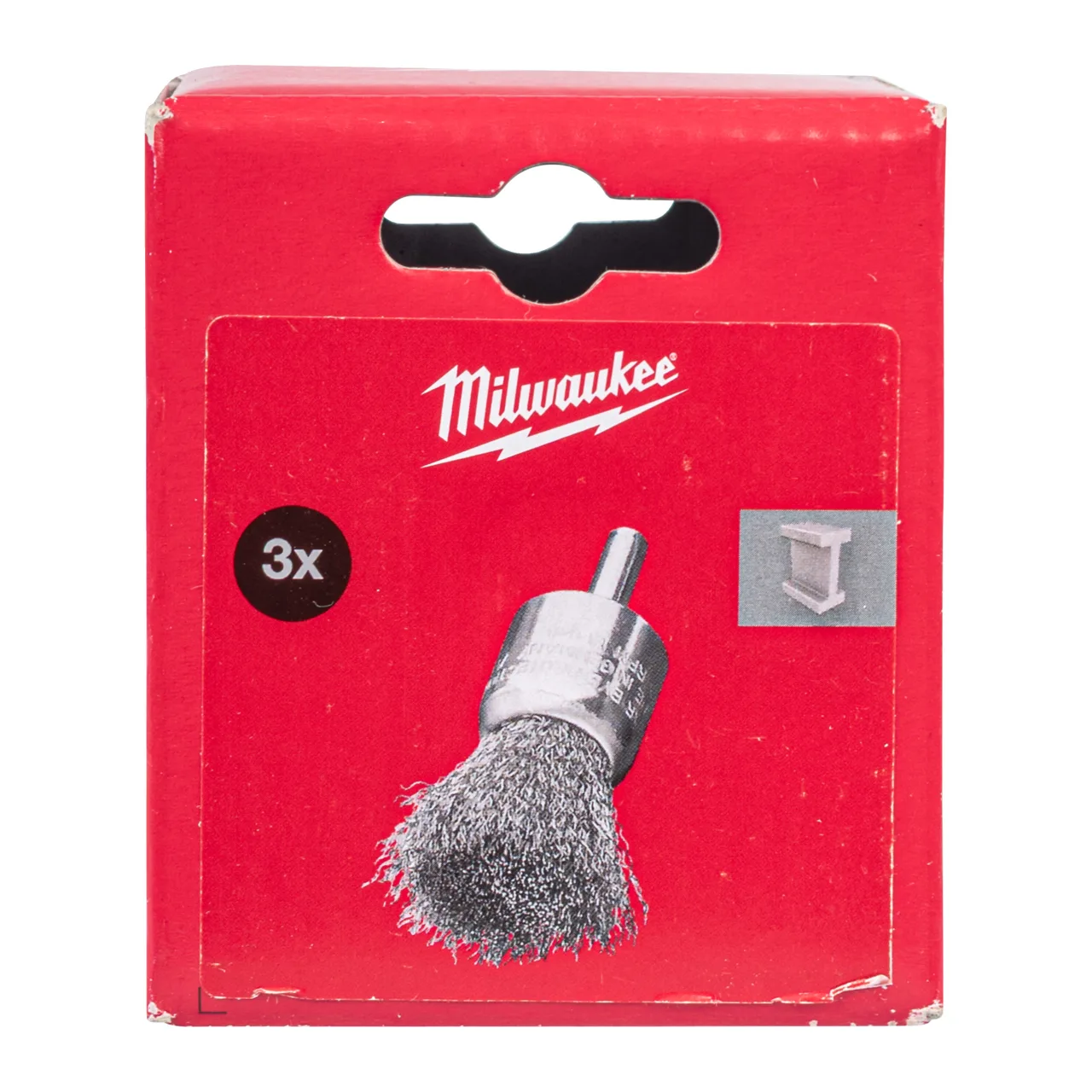Brosse sur tige S6 22x25x68 mm en acier, fils ondulés 0,3 mm – lot de 3 pièces. End Brushes Shank 6mm Crimped Wire