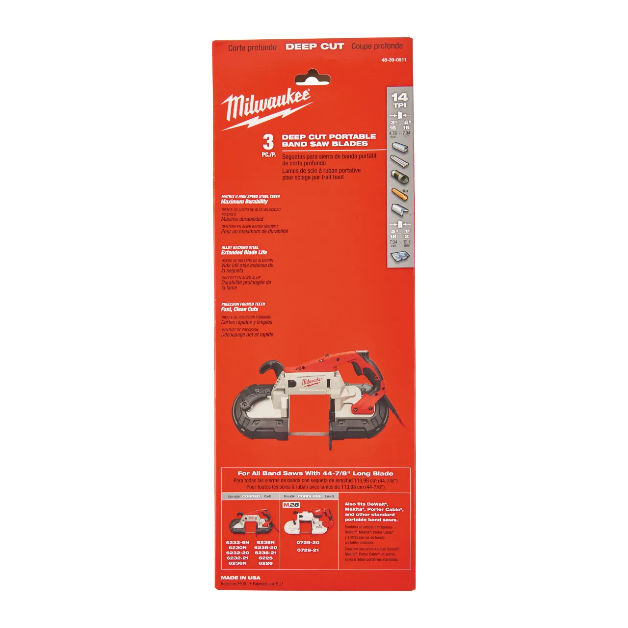 Lames de scies à ruban 1140 mm 14 Tpi 3 pièces Bandsaw blade 1139.83 mm blade length