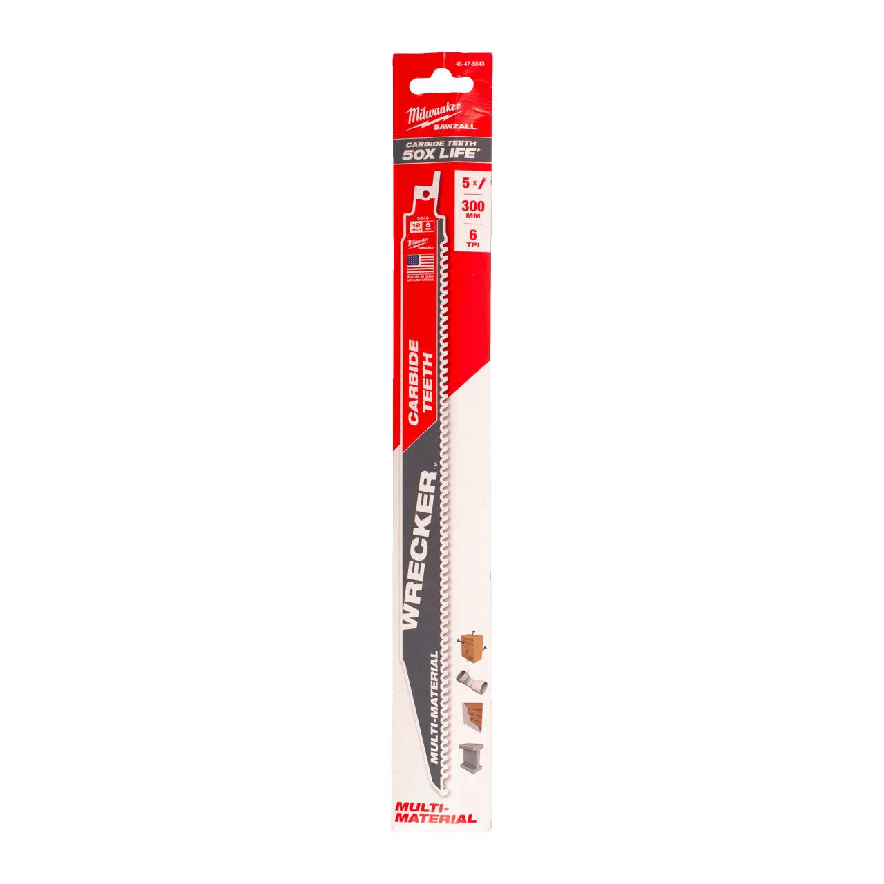 LAME SCIE SABRE TCT WRECKER 300/6T (X5) Multi-Material: Wrecker with carbide teeth