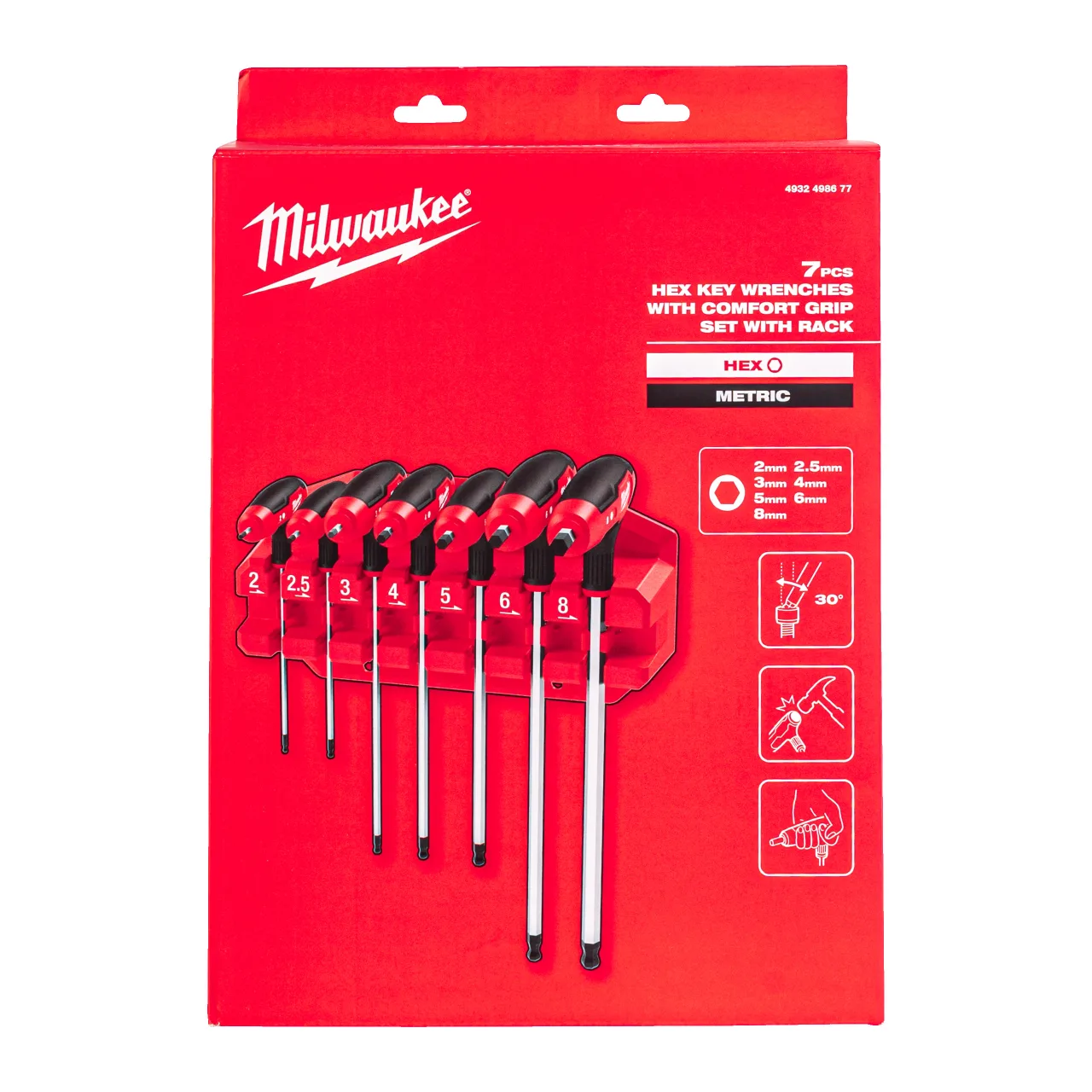 SET DE 7 CLÉS MALES 6 PANS POIGNÉE EN T À FRAPPER Hex Key Wrenches with Comfort Grip Set