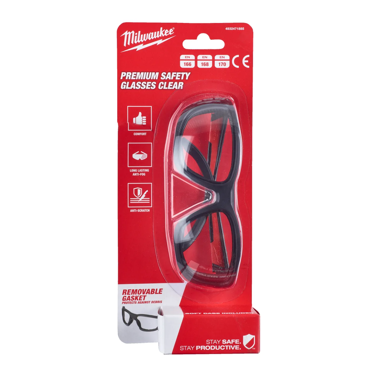 Lunettes de sécurité claires Haute Performance avec joint amovible  - 1pc Premium Safety Glasses