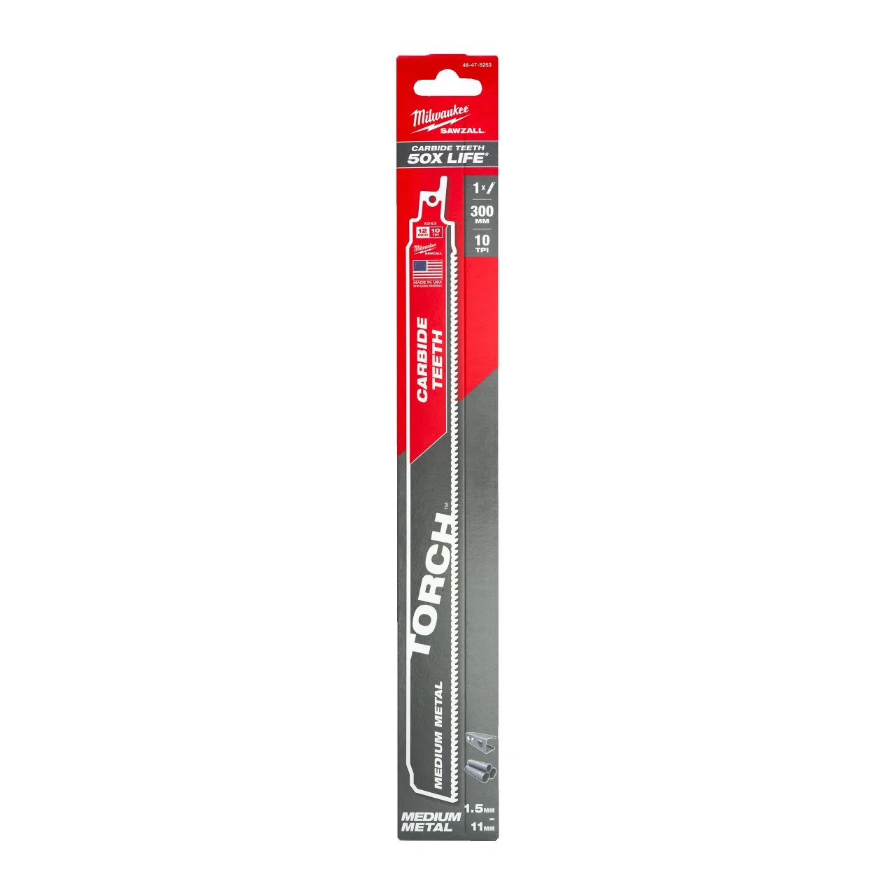 LAME SCIE SABRE TCT TORCH 300X10 - 1PC Metal: Torch with carbide teeth
