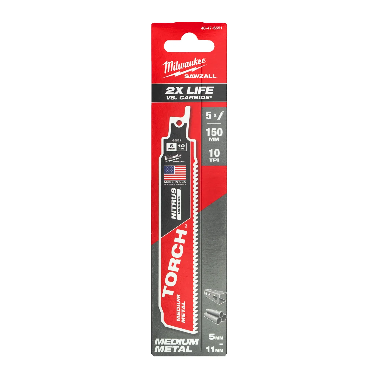 LAME SCIE SABRE TORCH™ NITRUS 150X10 -5PC Metal: Torch with Nitrus Carbide
