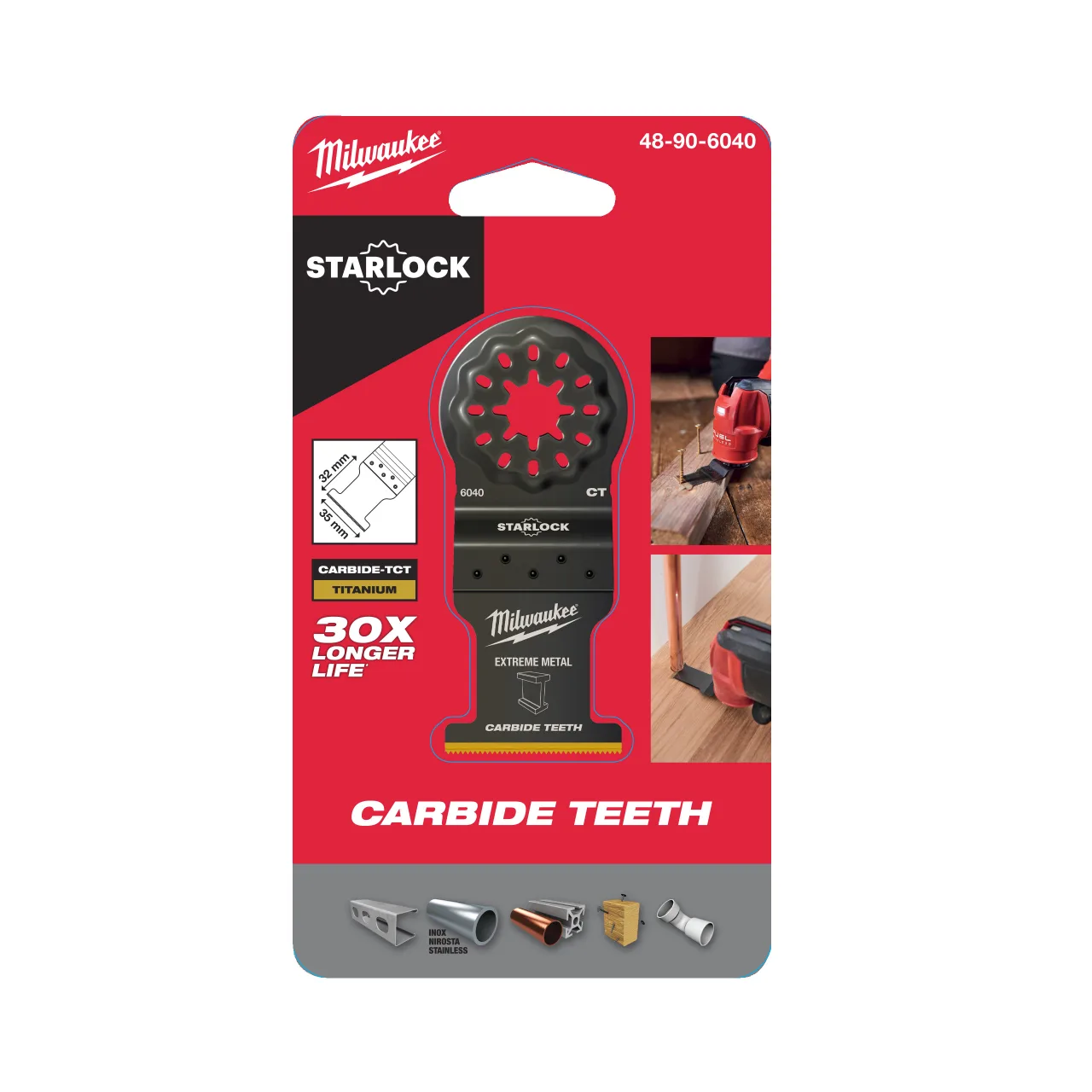 coupe plongeante Multi-matériaux 35mm, lame avec denture carbure pour une durée de vie extra longue (30X plus de durée de vie comparé à une lame standard) Multi-tool accessories -Starlock multi-material blades
