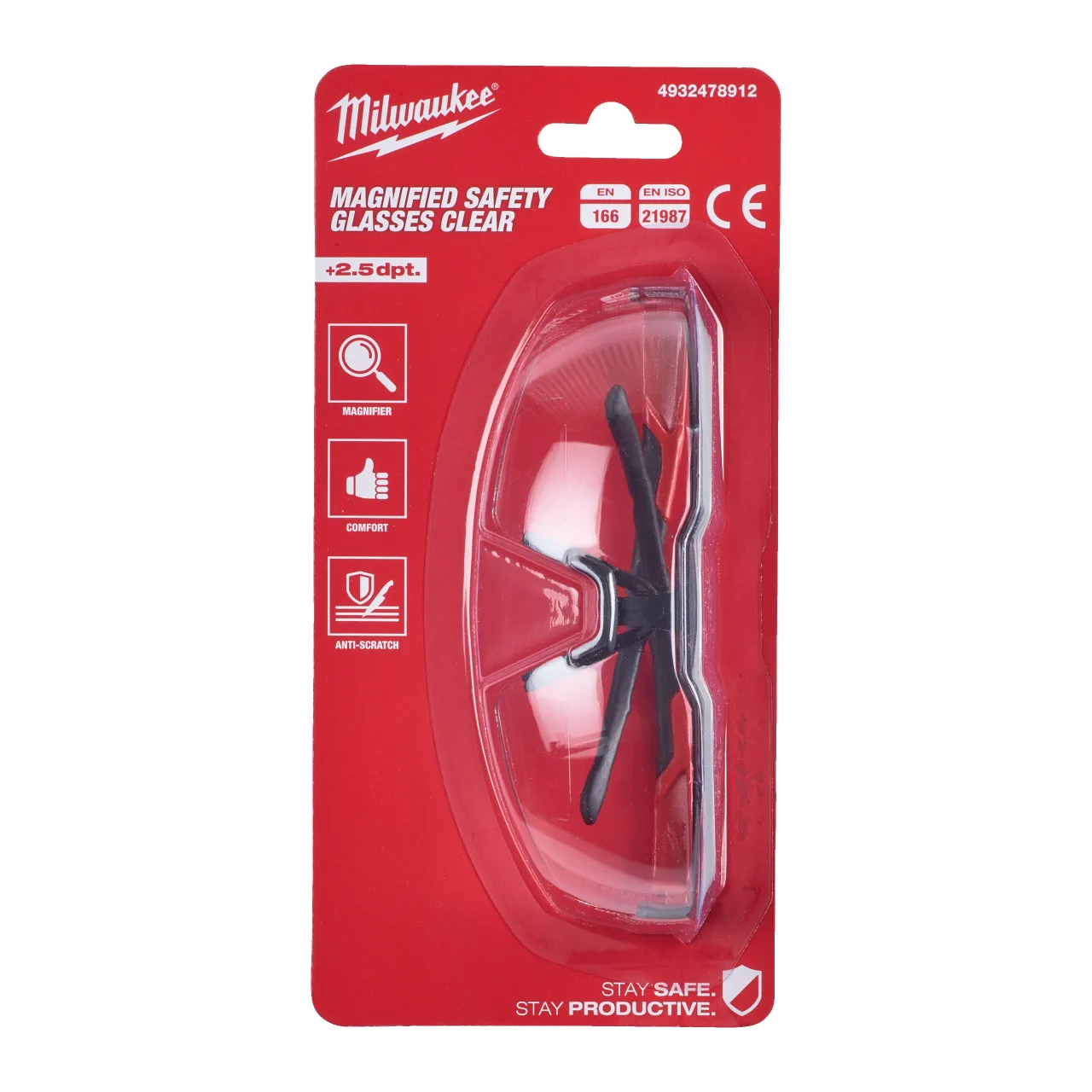 Lunettes de sécurité claires (+2.5) Magnified Safety Glasses