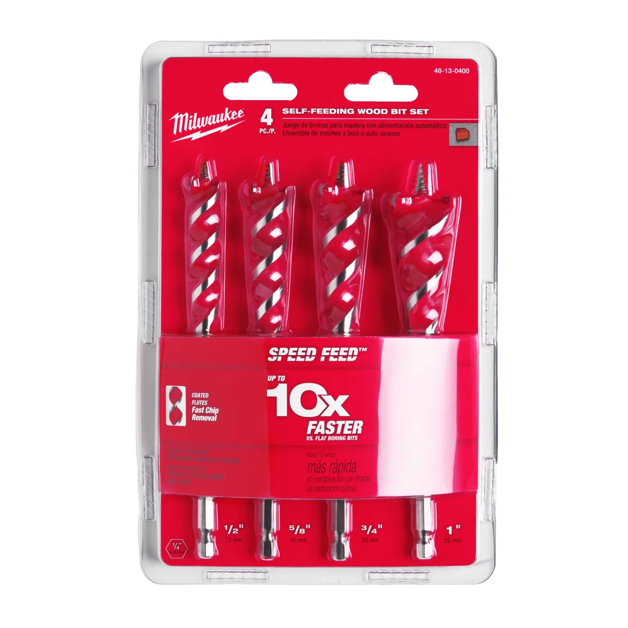 Set 4 mèches spirales SPEED FEED™ Speed Feed™ Wood Drill Bits