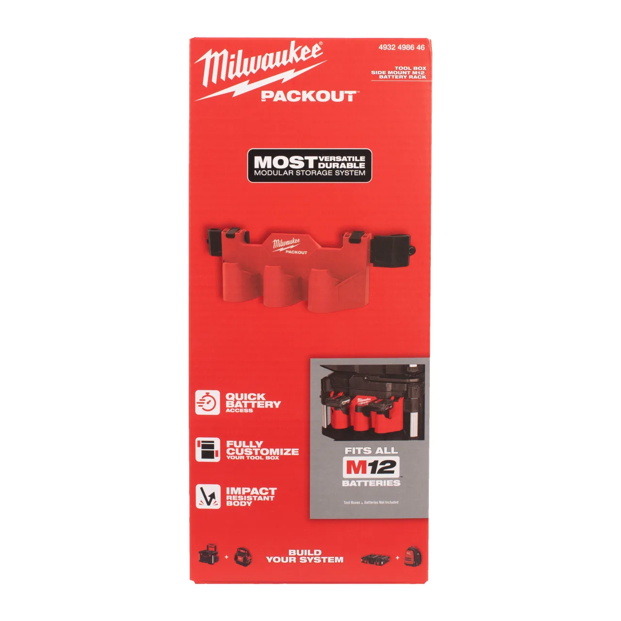 PACKOUT™ Porte-batteries M12 latéral Packout Tool Box M12 Battery Rack Attachment