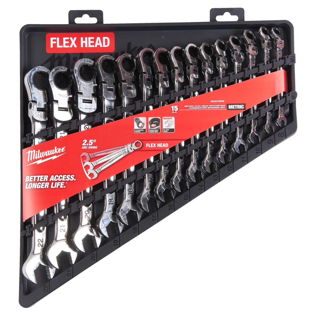 Jeu de clés mixtes à cliquet à tête flexible MAX BITE™ métrique (15 pc) Maxbite Flex Head Ratcheting Spanner Set