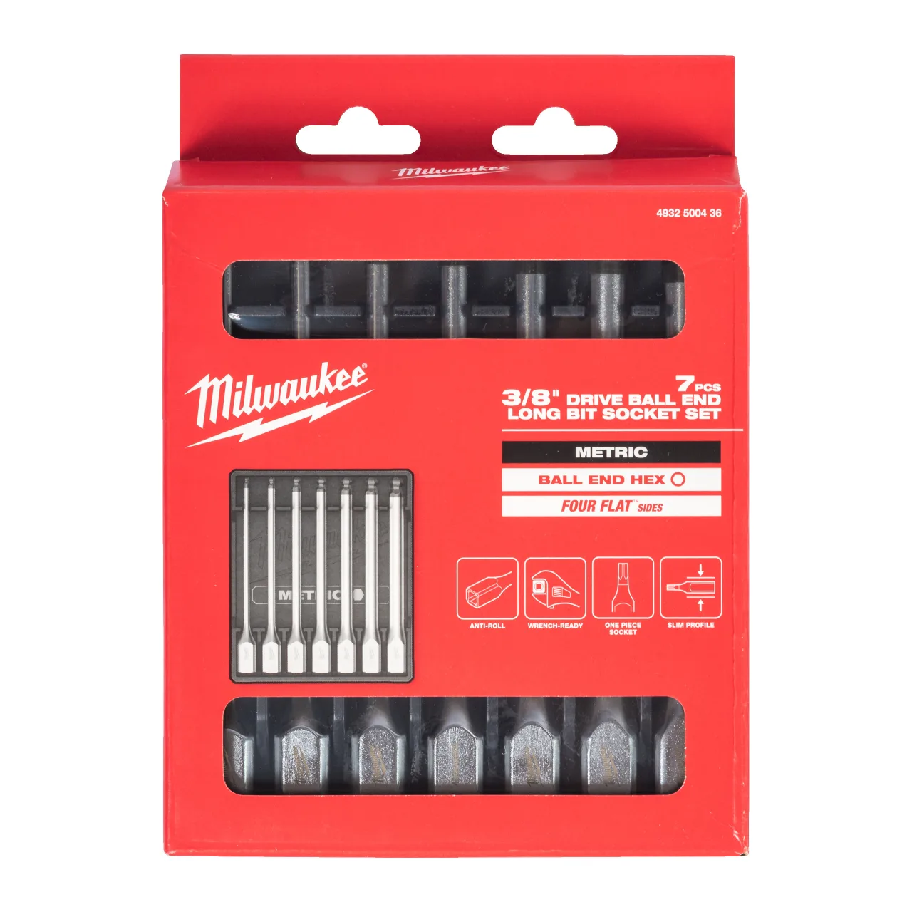 Jeu de 7 douilles à embouts hexagonaux métriques longs à extrémité sphérique, carré 3/8˝ 3/8'' Drive Metric Hex Long Ball End Bit Socket Set