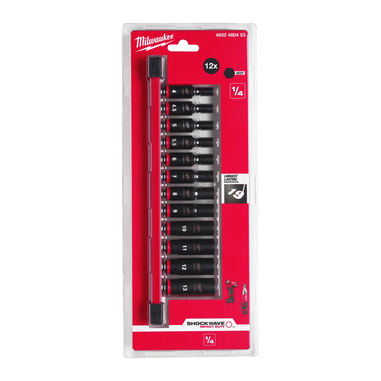 Jeu de rails de douilles à chocs 1/4˝ SHOCKWAVE™ (12pc) SHOCKWAVE™ IMPACT DUTY IMPACT SOCKETS
