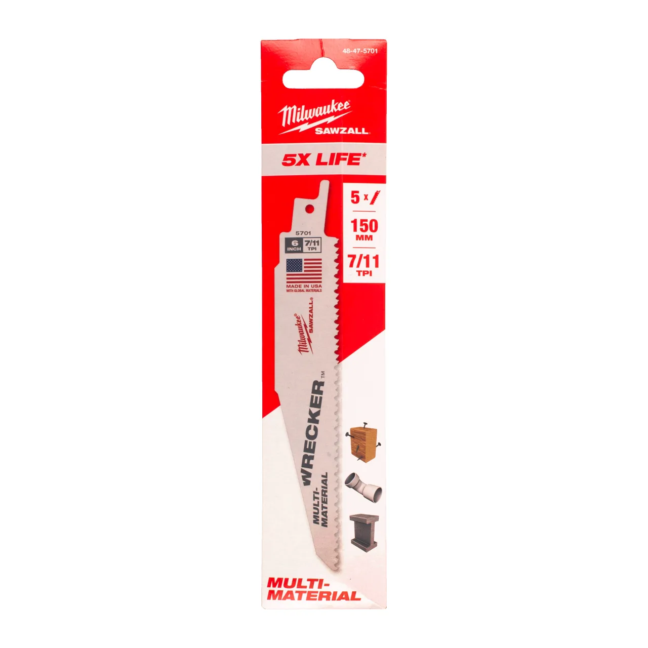 LAME SCIE SABRE WRECKER 150MM (X5) Multi Material: Wrecker