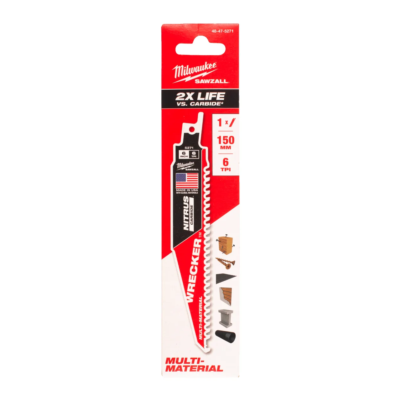 LAME SCIE SABRE WRECKER™ NITRUS 150X6 (X1) Multi Material: Wrecker with NITRUS carbide teeth