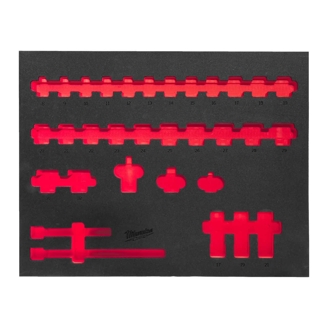 Module de remplacement à base plastique pour douilles courtes 1/2". Taille 417 x 536 mm 1/2" impact socket sets II
