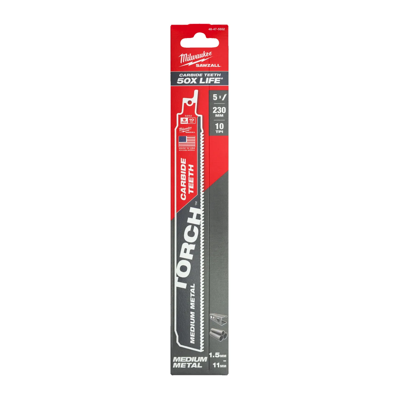 LAME SCIE SABRE TCT TORCH 230X10 - 5PC Metal: Torch with carbide teeth