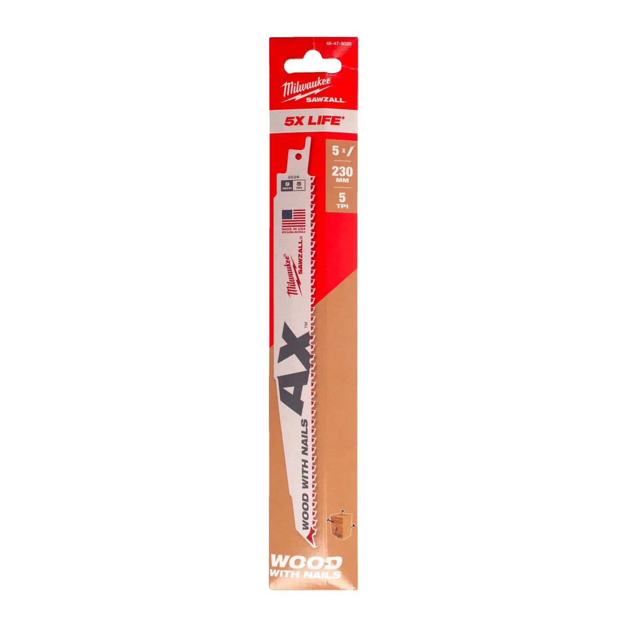 LAME SCIE SABRE AX™ 230MM (X5) Wood with nail: AX