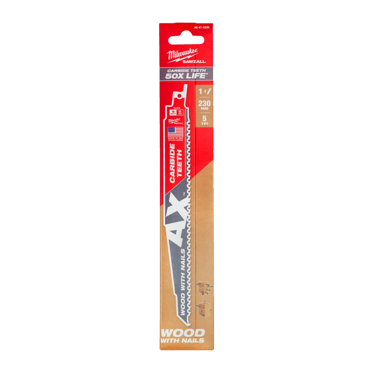 LAME SCIE SABRE TCT AX™ 230 - 1PC Wood with nails: AX with carbide teeth