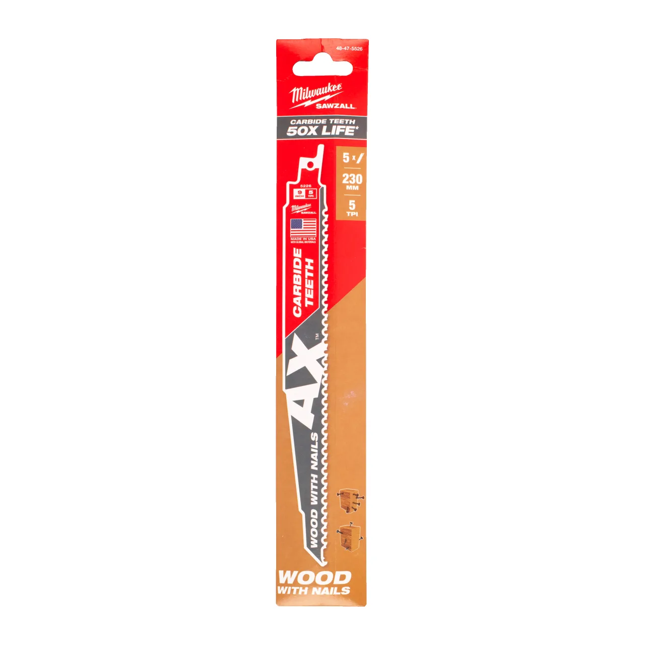 LAME SCIE SABRE TCT AX™ 230 (X5) Wood with nails: AX with carbide teeth