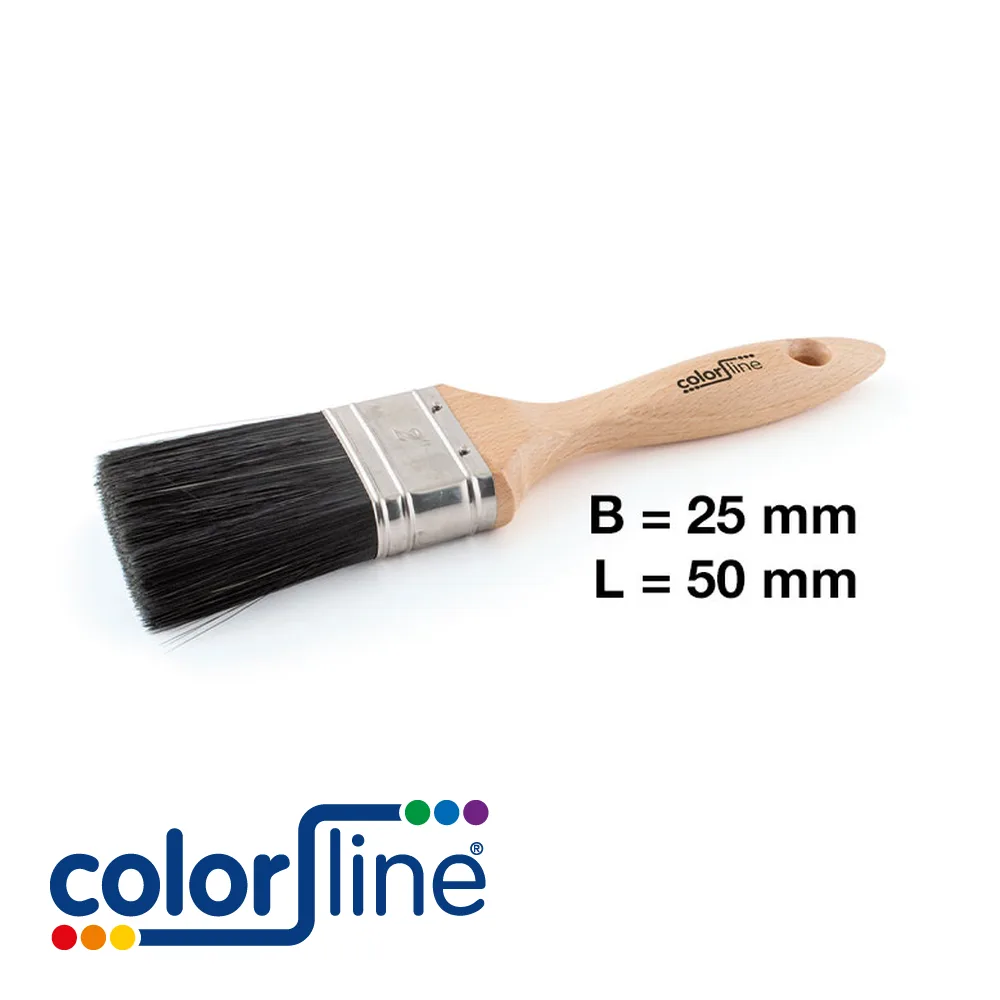 COLOR LINE Brosse de peintre - PRE+, plate, fibres PE noires - 25 mm - AQUA / ALL