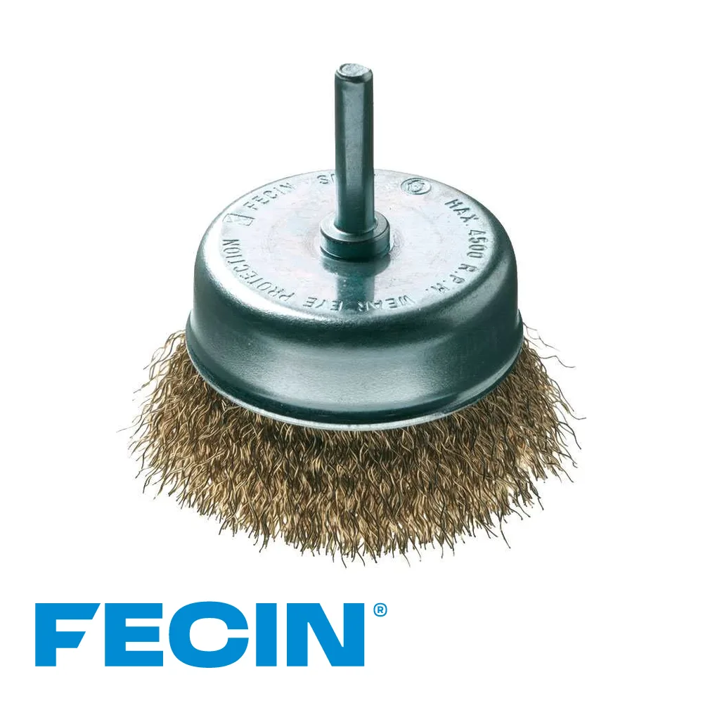 FECIN Brosse boisseau - type TA, tige 6 mm, laitonné, 0,30 mm, blister - Ø 50 mm