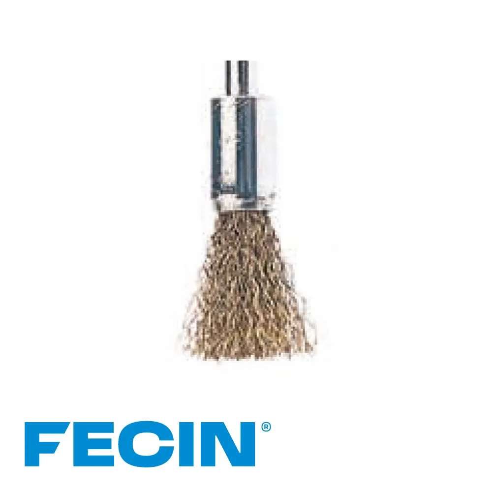 FECIN Brosse pinceau industrielle - type F-22, stang 6 mm, laitonné, 0,30 mm, blister - Ø 12 mm