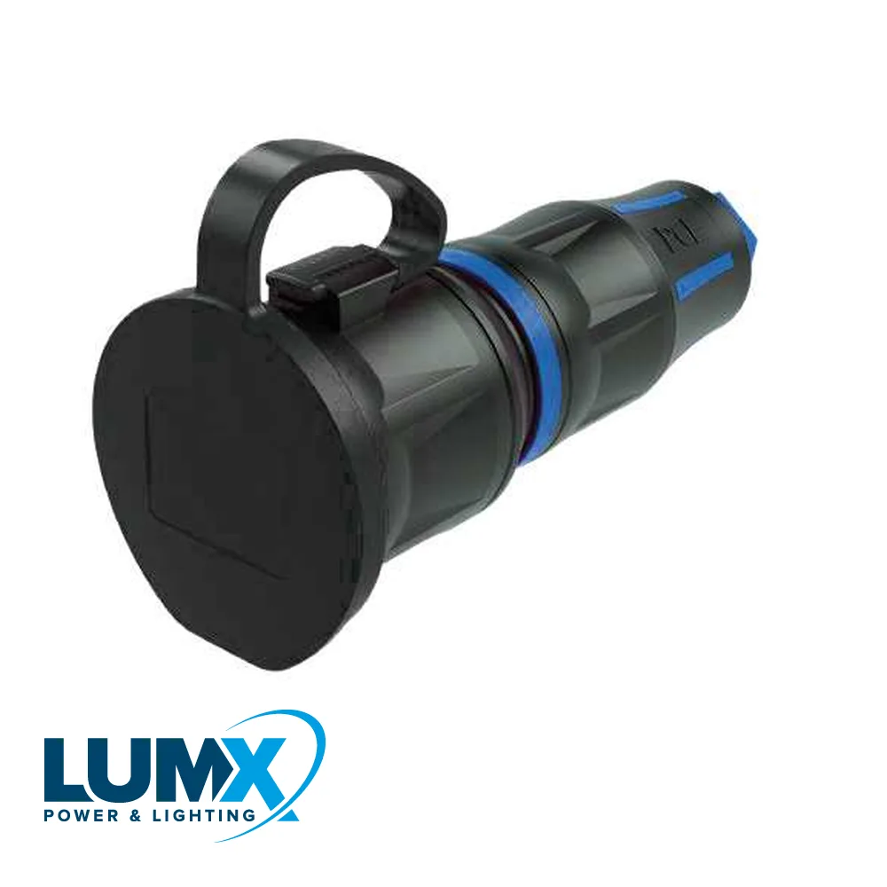 Prise femelle - DUAL SYSTEM, 2P + A, caoutchouc, clapet, IP 54 - LUMX