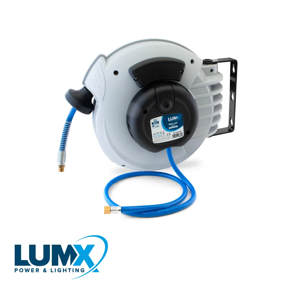 LUMX Enrouleur de tuyau à air comprimé - ROLL-UP DUO, air / eau, 1/4" F, 1/4" M - 12 m