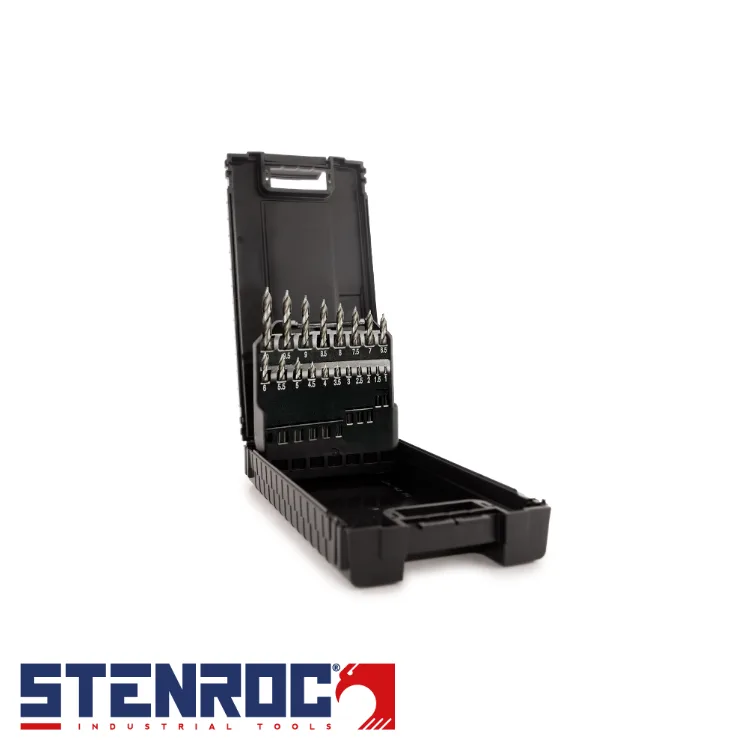 STENROC Set de forets à métaux - HSS-G STEP TIP TURBO DIN 338, 19 pièces, box - 1-10 mm